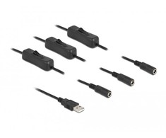 „Delock“ kabelis A tipo USB kištukas iki 3 x DC 5,5 x 2,1 mm lizdas su 1 m jungikliu