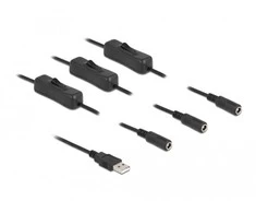 „Delock“ kabelis A tipo USB kištukas iki 3 x DC 5,5 x 2,1 mm lizdas su 1 m jungikliu