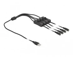 Delock Cable USB Type-A kištuku iki 4 x DC 5,5 x 2,1 mm močiutės su 1 m jungikliu