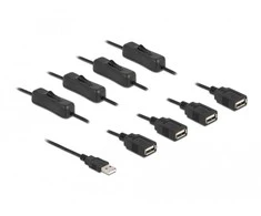 „Delock“ kabelis A tipo USB kištukas iki 4 x A tipo USB lizdas su jungikliu 1 m