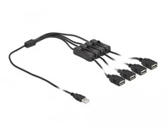 „Delock“ kabelis A tipo USB kištukas iki 4 x A tipo USB lizdas su jungikliu 1 m