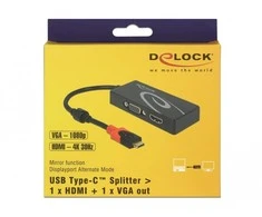 „Delock“ USB Type-C™ skirstytuvas (DP Alt režimas) > 1 x HDMI + 1 x VGA išvestis