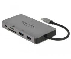 „Delock USB Type-C™“ prijungimo stotelė 4K – HDMI / VGA / USB 3.1 / SD / LAN / PD 3.0