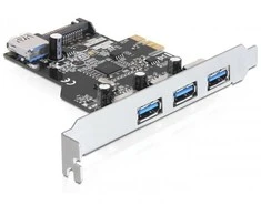 DELOCK PCIe USB 3.0 3x išorinis 1x vidinis LP SATA Power VIA