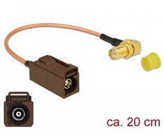 Delock antenos kabelis FAKRA F lizdas > SMA 90° lizdas montavimui RG-316 20 cm