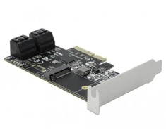 Delock 4 prievadų SATA ir 1 lizdas M.2 Key B PCI Express x4 kortelė