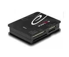 „DeLOCK“ USB 2.0 kortelių skaitytuvas, skirtas CF / SD / Micro SD / MS / xD / M2 atminties kortelėms, CF, MMC, MS Duo, MS Micro (M2), MicroSD (TransFlash), SD, xD, Juodas, 480 Mbit/s, USB 2.0, 43,5 mm, 56,6 mm