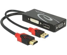 Delock adapteris HDMI kištukas > DVI / VGA / ekrano prievadas, 4K juodas