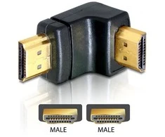Delock DELTACO HDMI kampinis adapteris, 19 kontaktų vyriškas-vyras