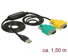 Adapteris USB Delock DELOCK Adapteris USB 2.0 A > 2x Seriell DB9 RS-232 St/St 1.5m
