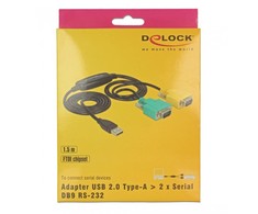 Adapteris USB Delock DELOCK Adapteris USB 2.0 A > 2x Seriell DB9 RS-232 St/St 1.5m