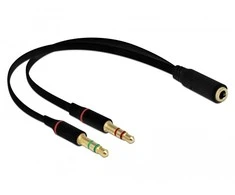 AV adapteris Delock Jack 3.5mm - Jack 3.5mm x2 juoda (65967)