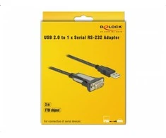 Adapteris AV Delock DELOCK Adapteris USB 2.0 Typ-A zu 1 x Seriell RS-232 DB9 3 m