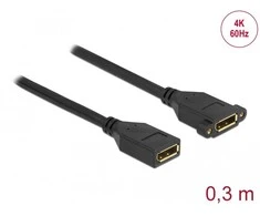 Delock DisplayPort 1.2 laidas, prijungtas prie lizdo, skirtas montuoti 4K 60 Hz 30 cm