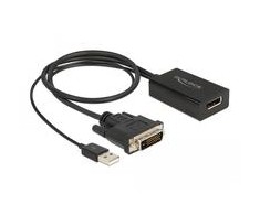 Delock Adapteris DVI kištukas prie DisplayPort 1.2 moteriškas juodas 4K 50 cm