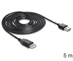 USB kabelis Delock USB-A - USB-A 5 m Juodas (83373)