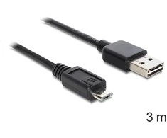 USB kabelis Delock USB-A – microUSB 3 m juodas (83368)