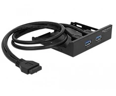 Delock priekinis skydelis 3,5" 2 x USB 3.0 juodas (stulpelio lizdas)