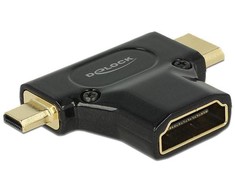 DELOCK Adapteriai Didelės spartos HDMI su Ethernet – HDMI-A lizdas > HDMI Mini-C vyriškas + Micro-D kištukas juodas