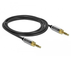 GARSO KABELIO MINIJACK 3,5 MM M/M 3 PIN + 2X UŽSUKIMO ADAPTERIS 6,35 MM 1M JUODA DELOCK
