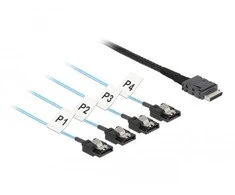 Delock kabelis OCuLink SFF-8611 > 4 x SATA 7 kontaktų 0,5 m metalinis