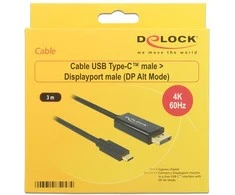 USB kabelis Delock USB-C - DisplayPort 3 m Juodas (85257)
