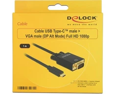 Kabelis USB Delock Type-C - VGA, 1080p, 1m, juodas (85261)