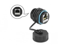 Delock kabelio jungtis RJ45 lizdas RJ45 lizdas Cat.6A su sandarinimo dangteliu