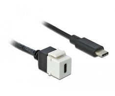 KEYSTONE MODULIS, USB-C(F) 3.0->USB-C(M) LIZDAS ANT 25CM KABELIO JUODA-Baltas DELOCK