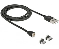 USB kabelis Delock USB-A - microUSB + USB-C 1.1 m Juodas (85723)