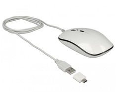 Pelė Delock 12532 - Ambidextrous - Optinis - USB Type-A - 3200 DPI - Baltas
