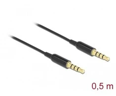 Delock Klinkenkabel 3,5 mm 4 Pin Stecker zu Stecker Ultra Slim 0,5 m juodas
