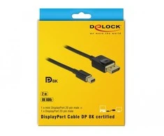 DELOCK Mini DisplayPort į DisplayPort kabelis 8K 60Hz 2m DP 8K sertifikuotas