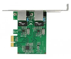 DELOCK PCI EXPRESS X1 2X RJ45 1GB TINKLO KORTELĖ, TAIKYKITE ŽEMUS PROFILIUS