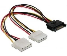 Delock Cable Power SATA 15pin > 2x 4pin Molex lizdas 20cm