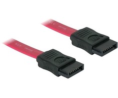 Delock SATA laidas 50 cm tiesus/tiesus raudonas