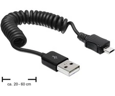 DELOCK kabelis USB 2.0-A St > USB mikro-B St Spiralkabel