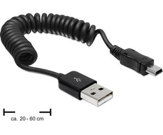DELOCK kabelis USB 2.0-A kištukas > USB mini vyriškas suvyniotas kabelis