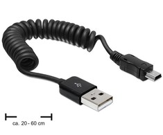 DELOCK kabelis USB 2.0-A kištukas > USB mini vyriškas suvyniotas kabelis