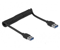KABELIS USB-A M/M 3.0 0.3-1.2M SPIRALA JUODA DELOCK