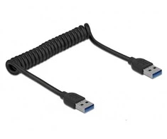 KABELIS USB-A M/M 3.0 0.3-1.2M SPIRALA JUODA DELOCK