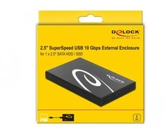 Delock išorinis korpusas skirtas 2,5" SATA HDD / SSD su SuperSpeed USB 10 Gbps