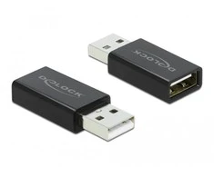 DELOCK Adapteris USB A /F 2.0 į USB A /M 2.0 su duomenų blokatoriumi juodas