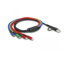 Delock USB Ladekabel 4 in 1 USB Type-A + USB-C zu 2 x Lightning / Micro USB / U