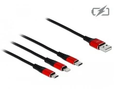 DELOCK USB įkrovimo kabelis 3 in 1, skirtas Lightning / Micro USB / USB Type-C 1m