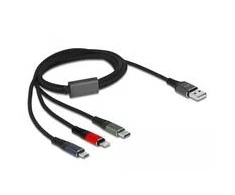 Delock USB įkrovimo laidas 3 viename, skirtas Lightning™ / Micro USB / USB Type-C™ 1 m