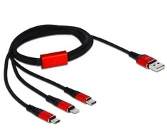 DELOCK USB įkrovimo kabelis 3 in 1, skirtas Lightning / Micro USB / USB Type-C 1m
