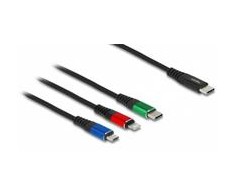 „Delock“ USB įkrovimo laidas „3 viename“ nuo A tipo iki 2 x „Lightning“ / C tipo USB 30 cm