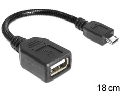 Delock kabelis USB micro-B kištukas > USB 2.0-A moteriškas OTG lankstus 15 cm