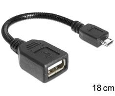 Delock kabelis USB micro-B kištukas > USB 2.0-A moteriškas OTG lankstus 15 cm